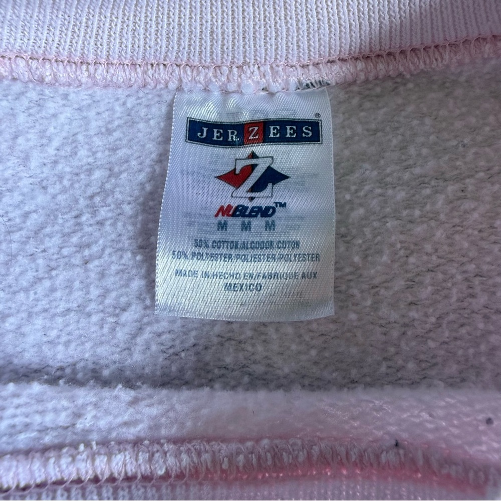 Vintage Jerzees Light Pink Fleece Oversized Sweatshirt Embroidered Garden Bees - Picture 4 of 6